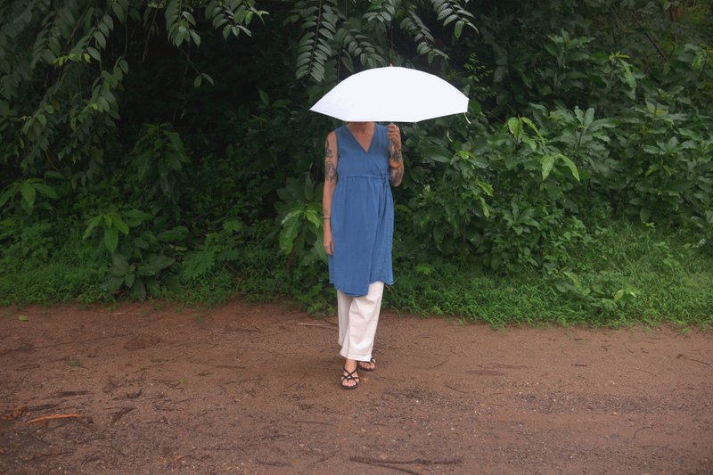 Wrap Dress | Cotton  | Natural Plant Dyed - 男襯衫/休閒襯衫 - 棉．麻 灰色