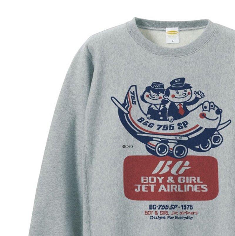 【厚手生地】【あったか】Boy & Girl　エアラインズ　 S～XL　トレーナー【受注生産品】 - Tシャツ メンズ - コットン・麻 グレー