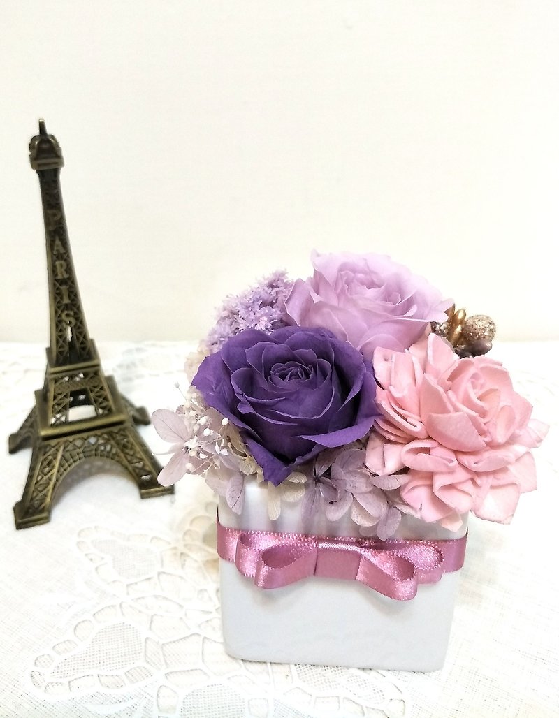 l Heart-warming small flower gift-elegant purple l*heart*no withered flowers*stellar flowers*eternal flowers*gift - ตกแต่งต้นไม้ - พืช/ดอกไม้ สีม่วง