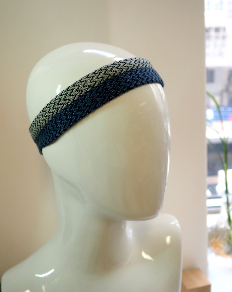 Hand-woven headband blue gray - Hair Accessories - Cotton & Hemp Multicolor