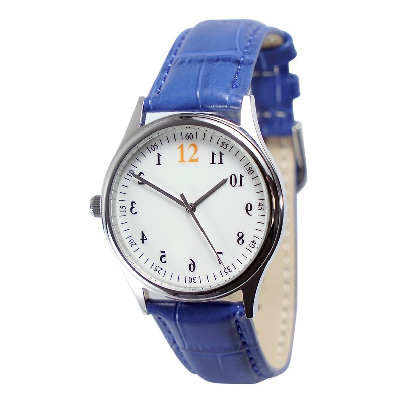 nameless Backwards Watch Blue Strap Personalized Gift Free shipping worldwide - Men's & Unisex Watches - Other Metals Blue