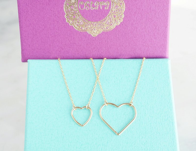 【14KGF】Necklace, -14KGF Open Heart(S)- - Necklaces - Other Metals Gold