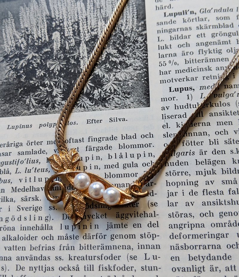 歐洲古董鍍金仿珠項鍊 - 項鍊 - 其他金屬 