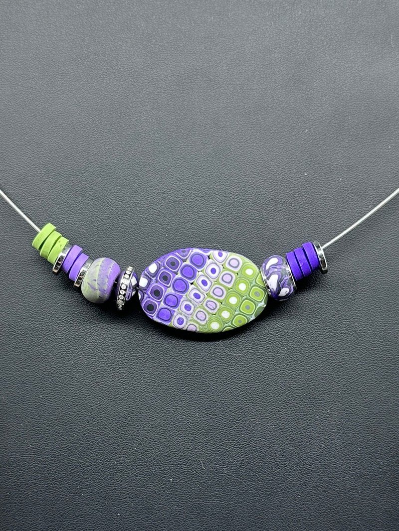 ALANI | Polymer Clay Necklace | Pendant | Stainless Steel | Crystal - Necklaces - Clay Multicolor