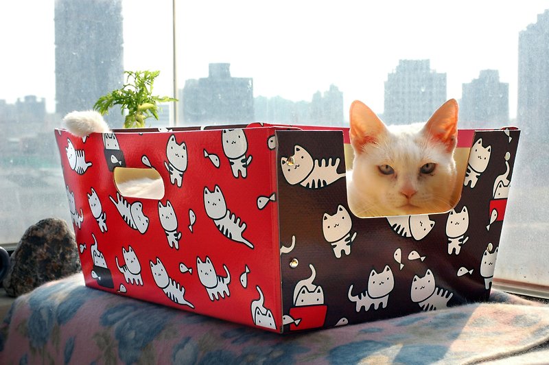 cat 貓 收納箱 收納盒 貓咪 寵物 紙箱 狂野火紅 - 其他 - 紙 紅色