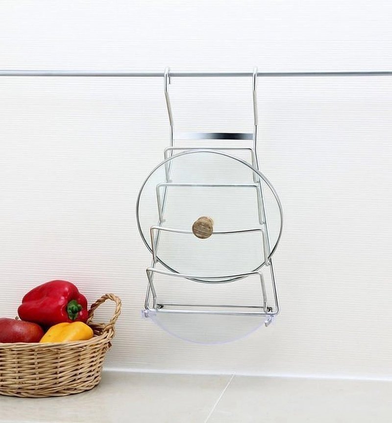 Hanging rod Stainless Steel pot lid rack 4-layer design made of 304 Stainless Steel - ชั้นวาง/ตะกร้า - สแตนเลส สีเงิน