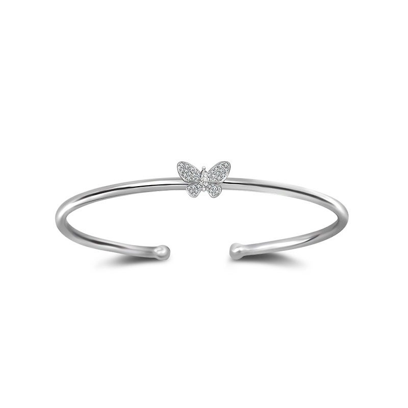 Butterfly Shape Diamond Bangle - Bracelets - Other Metals Gray