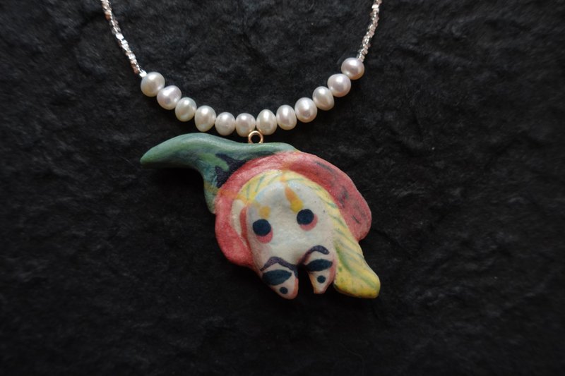 Original handmade ceramic necklace Butterfly insect girl unique design gift - สร้อยคอ - ดินเผา ขาว