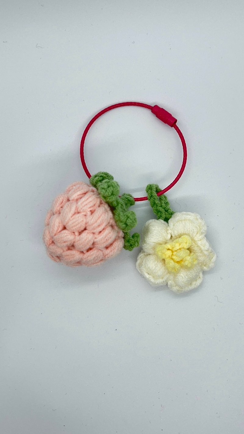 Braided Small Object X Strawberry Flower Charm - Charms - Polyester Pink