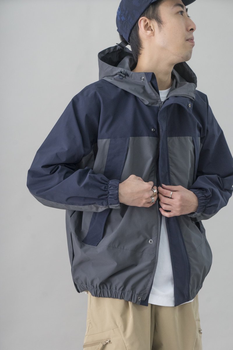 OUTER 日系潮流休閒外套 拼色連帽風衣 OUTDOOR戶外 Cityboy - 男夾克/外套 - 聚酯纖維 藍色