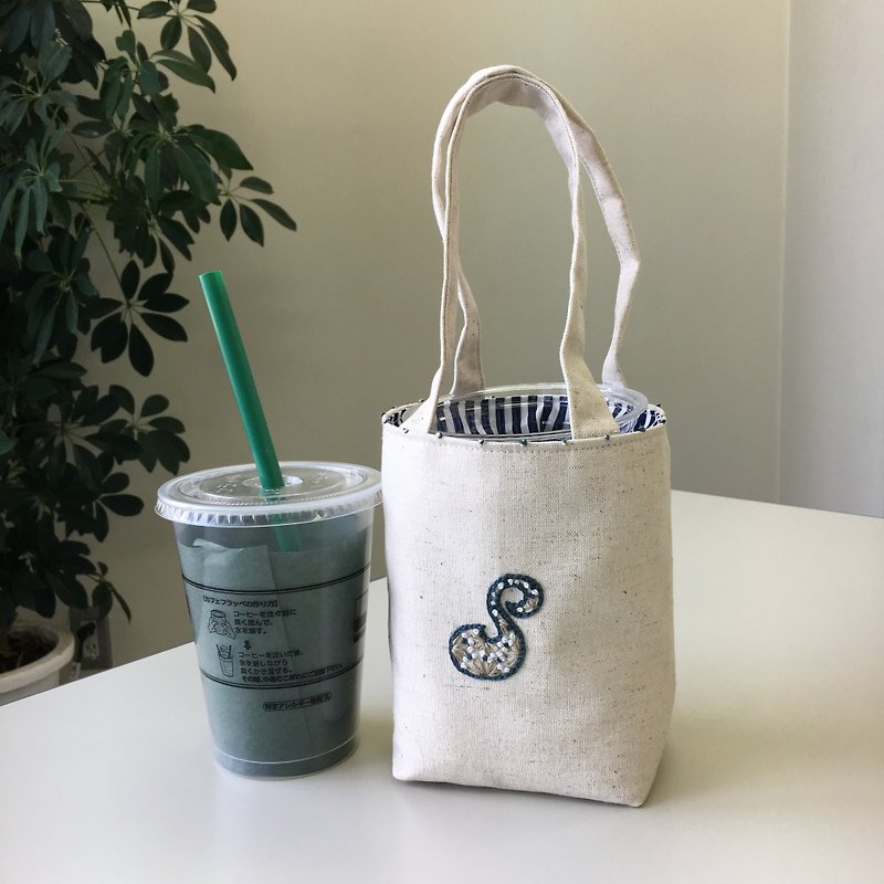 Cafe Bag Initial S Minitoto - Handbags & Totes - Cotton & Hemp White