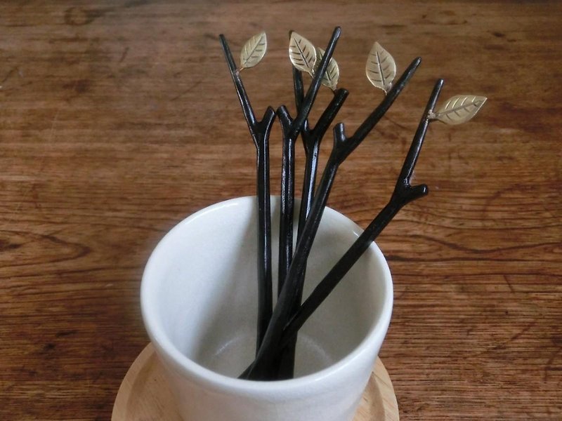 Twig teaspoon set - ช้อนส้อม - โลหะ สีดำ
