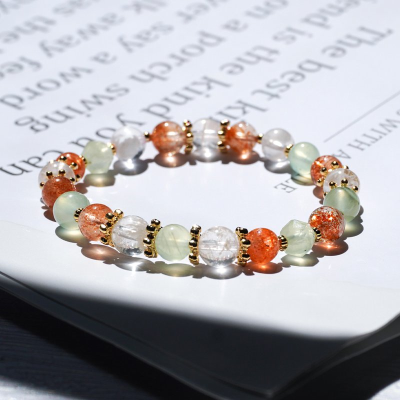 Golden Sun Snowflake Ghost Grape Stone Early Autumn Positive Energy Crystal Bracelet - Bracelets - Crystal Orange