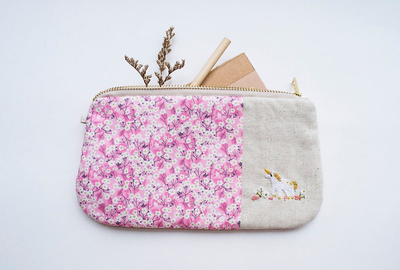 Unicorn Embroidered Liberty Print Wee Pouch - Other - Cotton & Hemp Multicolor