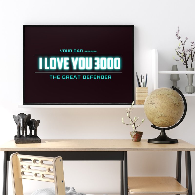 I love you 3000－畫/彰化買畫/藝廊牆/餐廳掛畫/兒童房/送禮 - 海報/掛畫/掛布 - 其他材質 黑色
