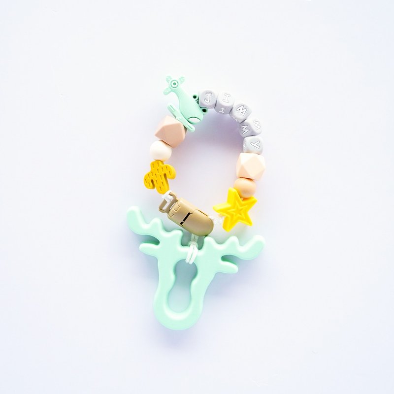 jimmy cactus helicopter star green antler teether/customized pacifier chain - ของเล่นเด็ก - วัสดุอื่นๆ หลากหลายสี