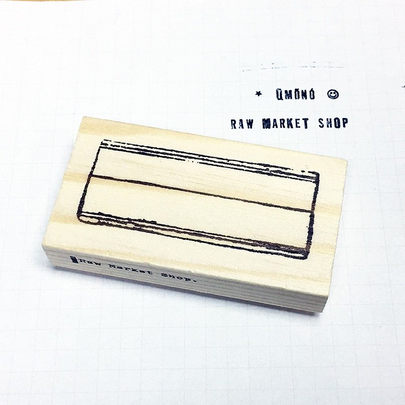 Raw Market Shop Wooden Stamp【Border / Frame No.200】 - Stamps & Stamp Pads - Wood Khaki