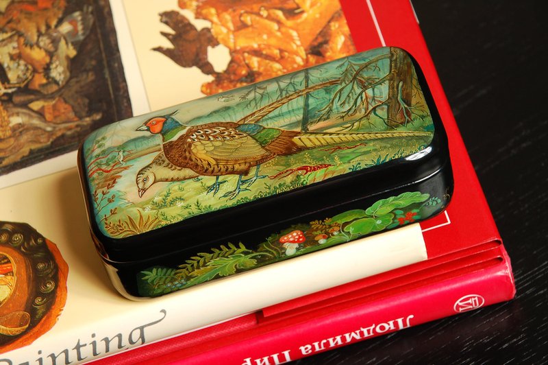 Birds lacquer box hand-painted jewelry box Kholui decorative Art - 擺飾/家飾品 - 其他材質 