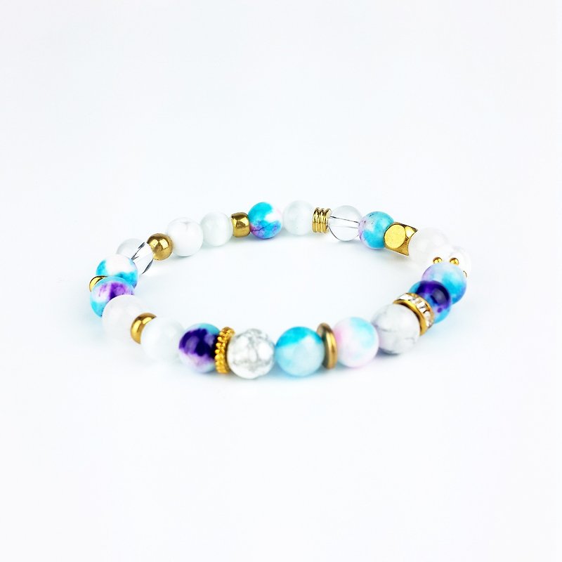 | Simple Series | Cloud X Elegant Blue White Persian Purple Blue Persian White Cat's Eye White Jade Pew White Crystal White Turquoise (Brass x Bracelet x Bracelet x Handmade x Customized.) - Bracelets - Gemstone Multicolor