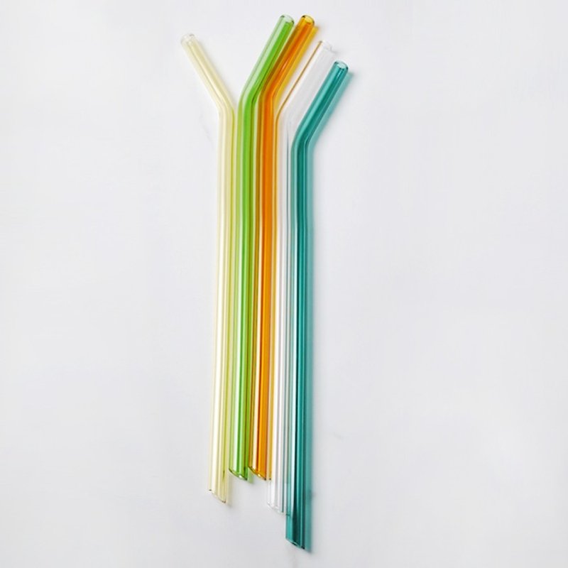 25cm [save sea turtles - the tip can pierce the membrane seal beverage] (0.8cm diameter curved section) Rainbow glass pipette reuse environmental Love the Earth (comes easily washed clean brush bar) non-toxic and environmentally friendly color heat-resista - Reusable Straws - Glass Green