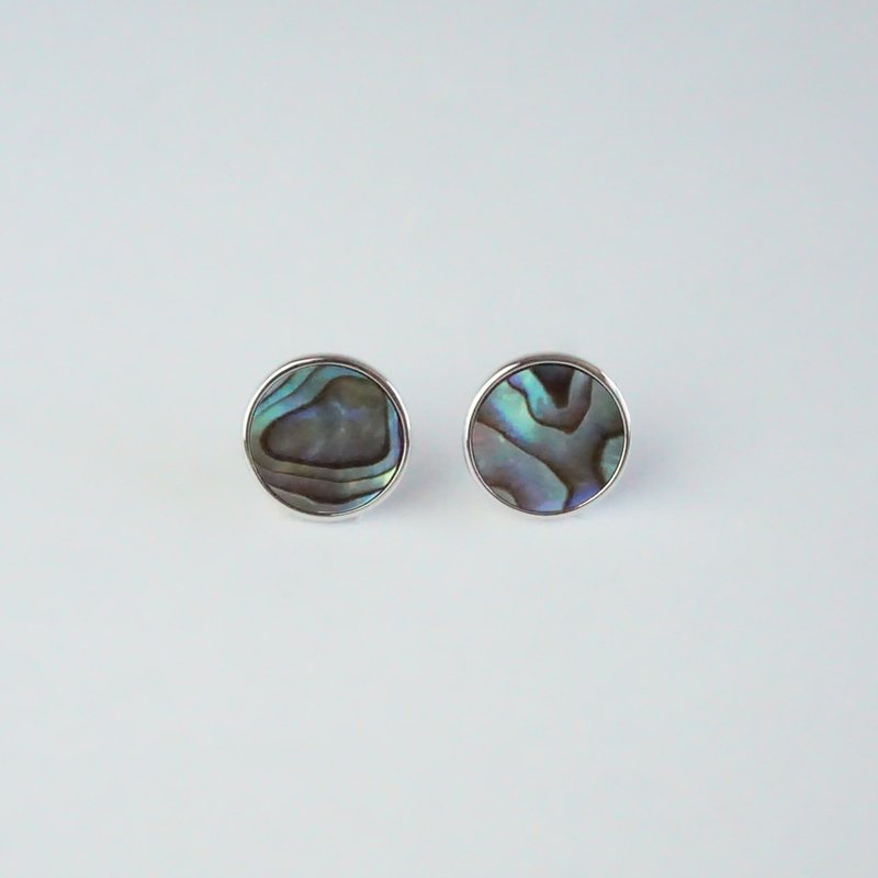 K10WG Abalone Earrings - ต่างหู - โลหะ สีเงิน