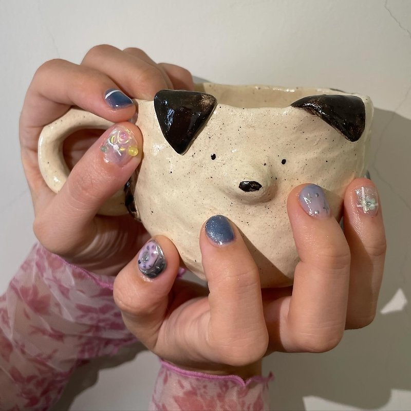 Customized cute puppy, cat, pet, hand-made pottery cup, hand-made pottery gift - Cups - Pottery Khaki