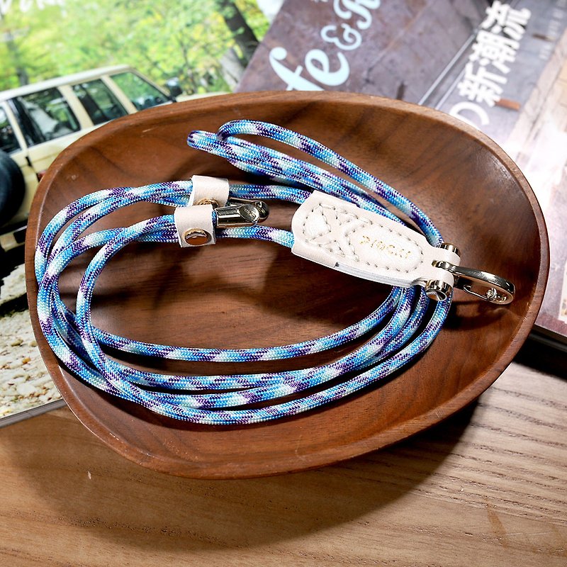 【Prockr】Mobile phone strap-mud white leather (1)-color rope/mobile phone lanyard/document rope - Lanyards & Straps - Polyester Blue