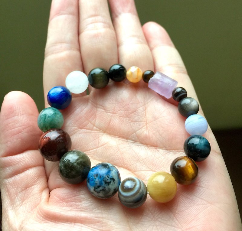 The Planetary Awakening~Multi Mixed Gems, Colorful Crystal Designer Bracelet - สร้อยข้อมือ - คริสตัล หลากหลายสี