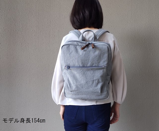 Canvas meets leather] Handmade wild stitching casual canvas backpack  minimalist Japanese style canvas bag - Shop LEVAS Backpacks - Pinkoi