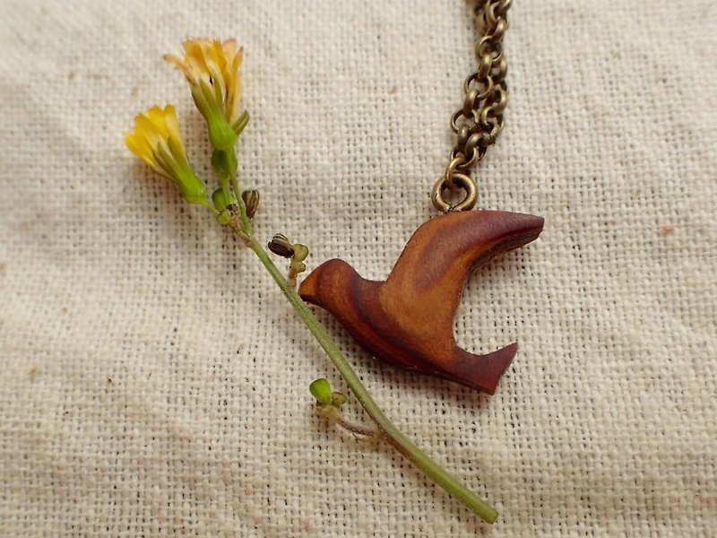 bird necklace or bracelet or anklet (type3) - Necklaces - Wood Brown