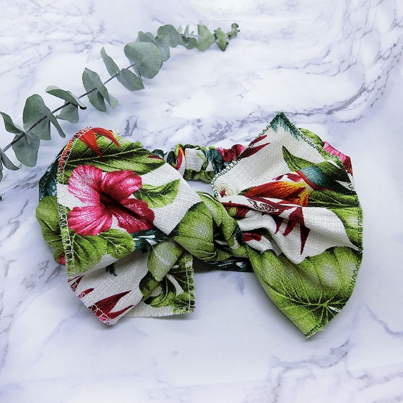 [Shell Art] Giant Butterfly Hairband (Summer Paradise) - The whole piece is removable! - ที่คาดผม - ผ้าฝ้าย/ผ้าลินิน สีเขียว