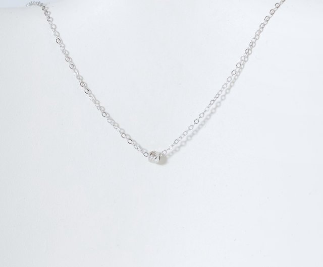 Simple Single Sparkling Small Silver Ball 925 Sterling Silver Necklace  Clavicle Chain
