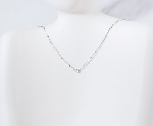 Simple Single Sparkling Small Silver Ball 925 Sterling Silver Necklace  Clavicle Chain