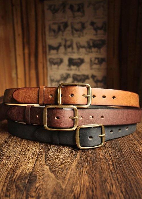 American retro アメカジBronze leather to do old tooling jeans belt / belt  handmade