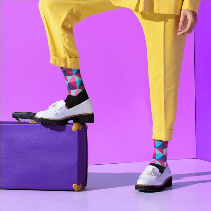 Purple diamond pressure 3/4 socks New York designer - ถุงเท้า - ไนลอน สีม่วง