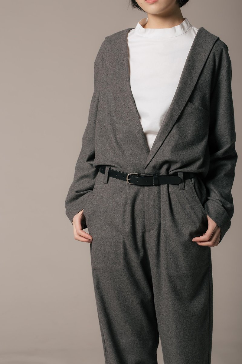 8 lie down_different collar jumpsuit - Overalls & Jumpsuits - Polyester Gray
