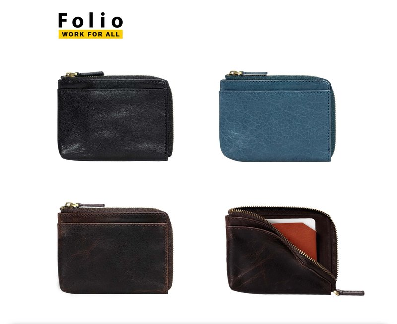 Folio : Tuff zipper wallet (Two-Tone) - 錢包/皮夾/長短夾 - 真皮 