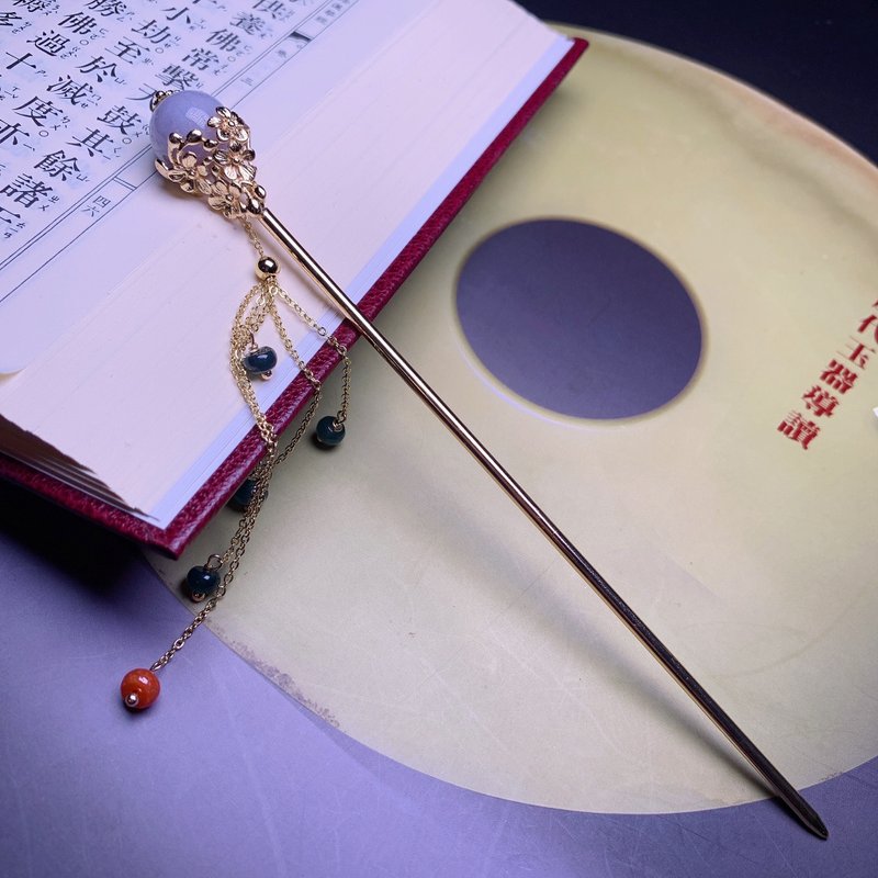 翡翠圓珠設計款髮簪 14K包金 | 天然A貨翡翠 | 送禮 - 其他 - 玉石 紫色