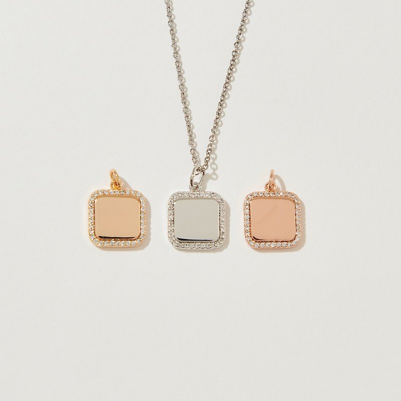 Fang.xingxing delicate diamond necklace (three colors in total) Stone gold silver Rose Gold - Necklaces - Rose Gold 