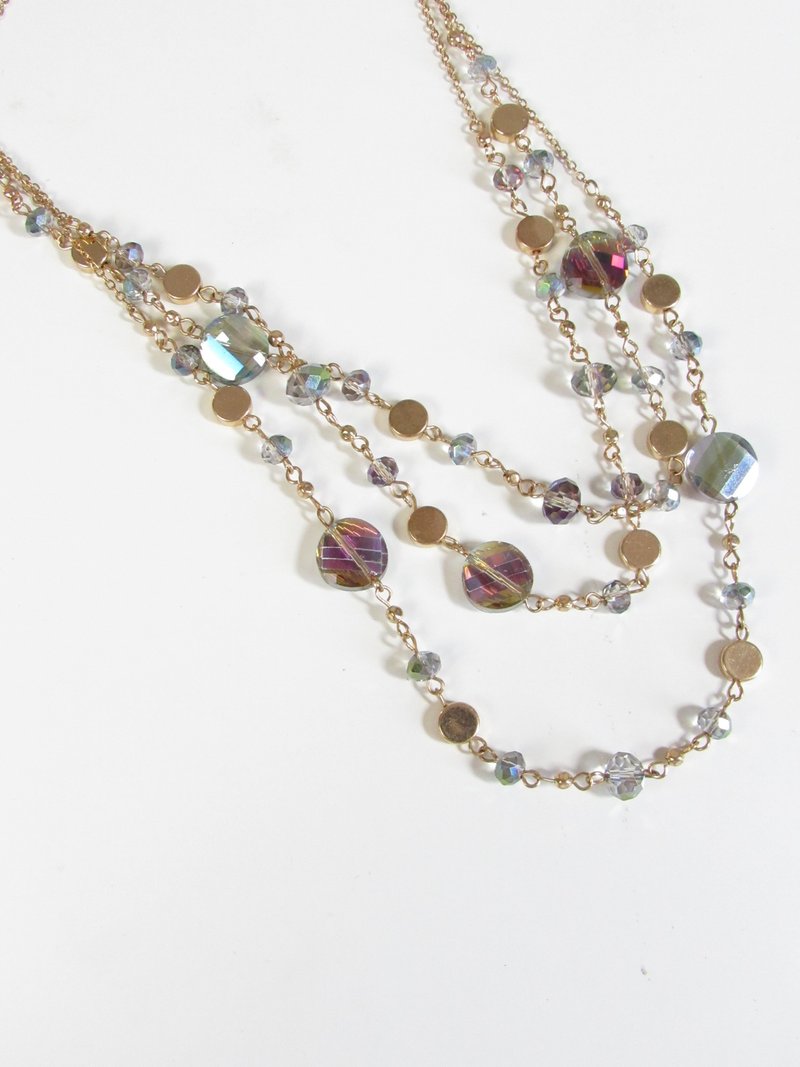 Vintage Glorious Multi Strands Glass Beads Gold Necklace - 項鍊 - 貴金屬 金色