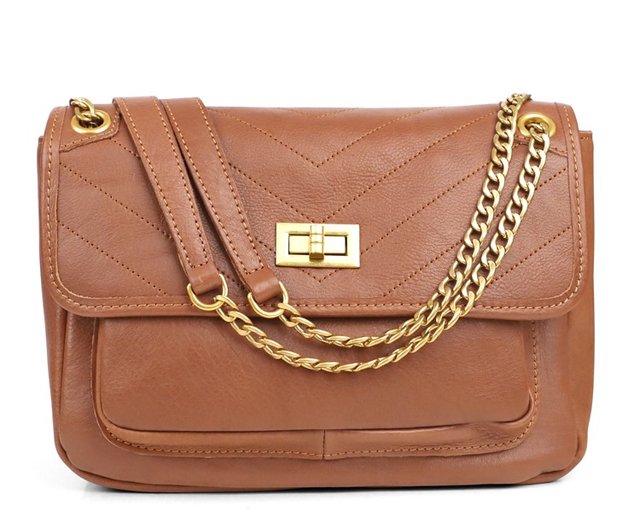 Genuine Leather Women s Shoulder Bag with Chain String Casual