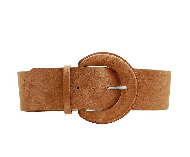 Wide suede waist belt