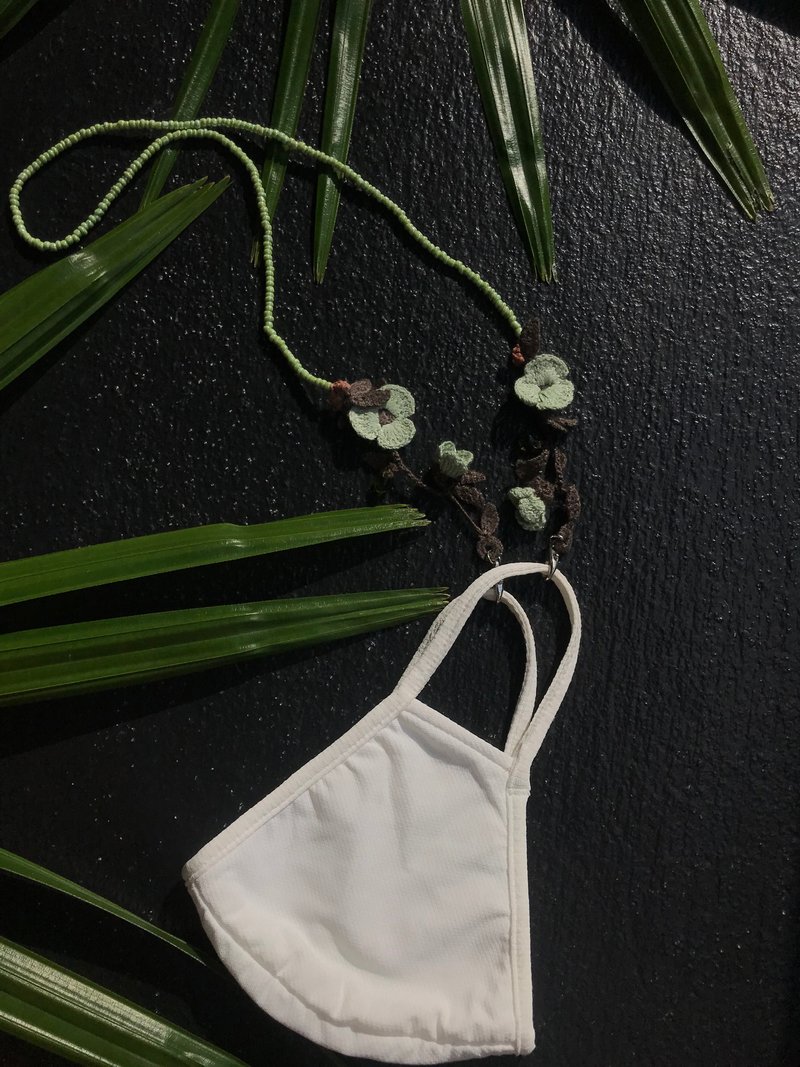 口罩鍊、眼鏡鍊兩用 Little Bean crochet |SKYGRAY - 口罩/口罩收納套 - 貴金屬 灰色