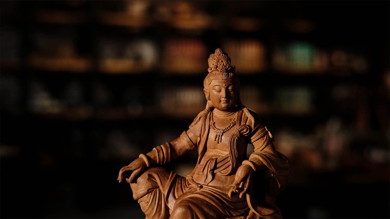 正印度老山檀香【自在觀音】白檀藝術品 - 擺飾/家飾品 - 木頭 
