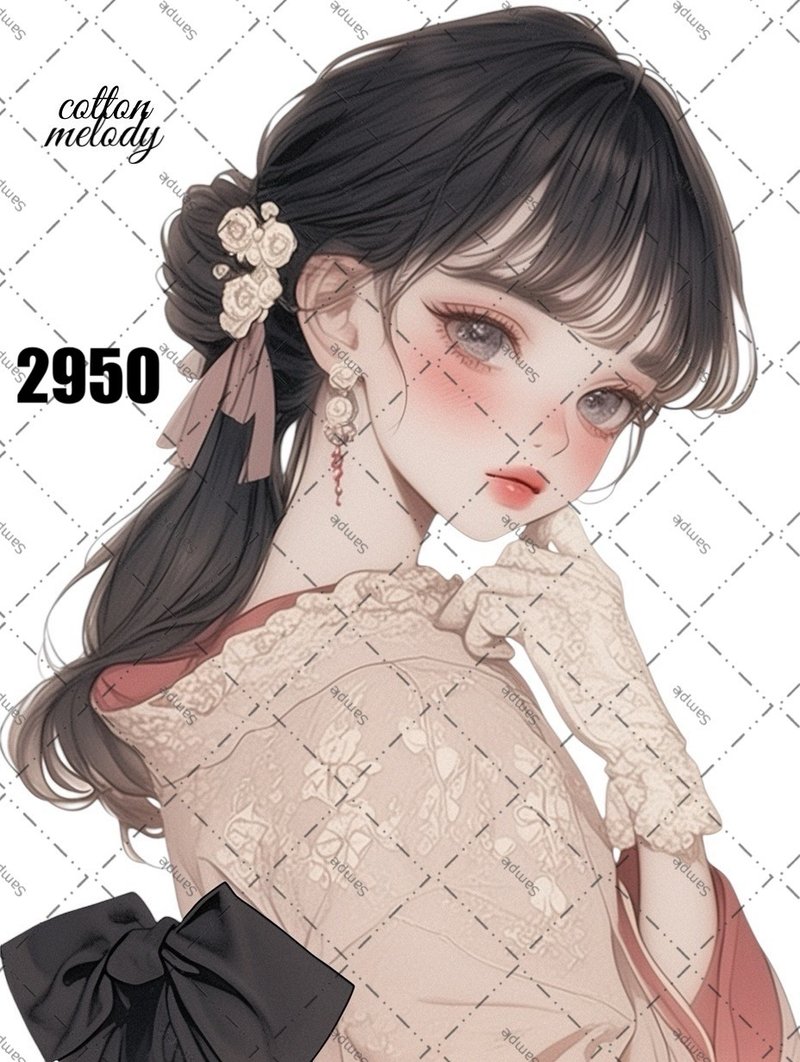 original sticker no.2950 人物ステッカー オリジナルステッカー オリジナル人物ステッカー 装飾ステッカー cotton melody - 貼紙 - 紙 
