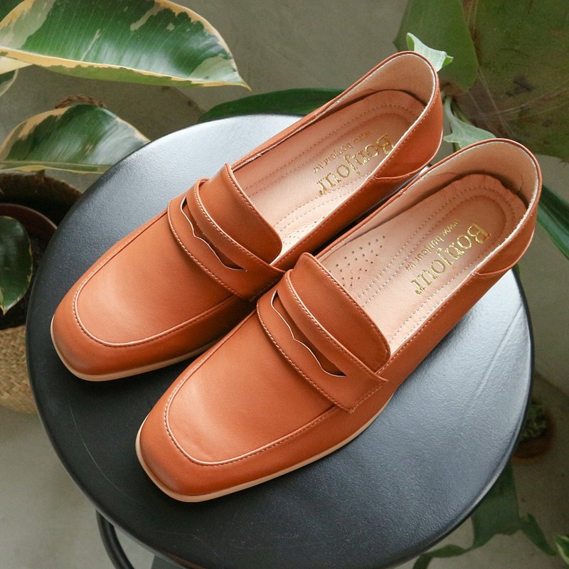 不挑腳2way樂福方頭中跟鞋Penny Loafer - 女牛津鞋/樂福鞋 - 人造皮革 多色