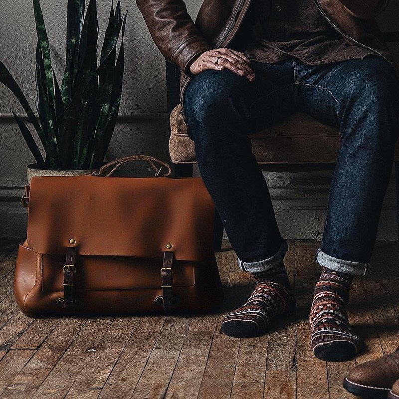 Retro American leather messenger bag, crossbody bag, handbag, shoulder bag, motorcycle bag [free engraving] - Messenger Bags & Sling Bags - Genuine Leather 