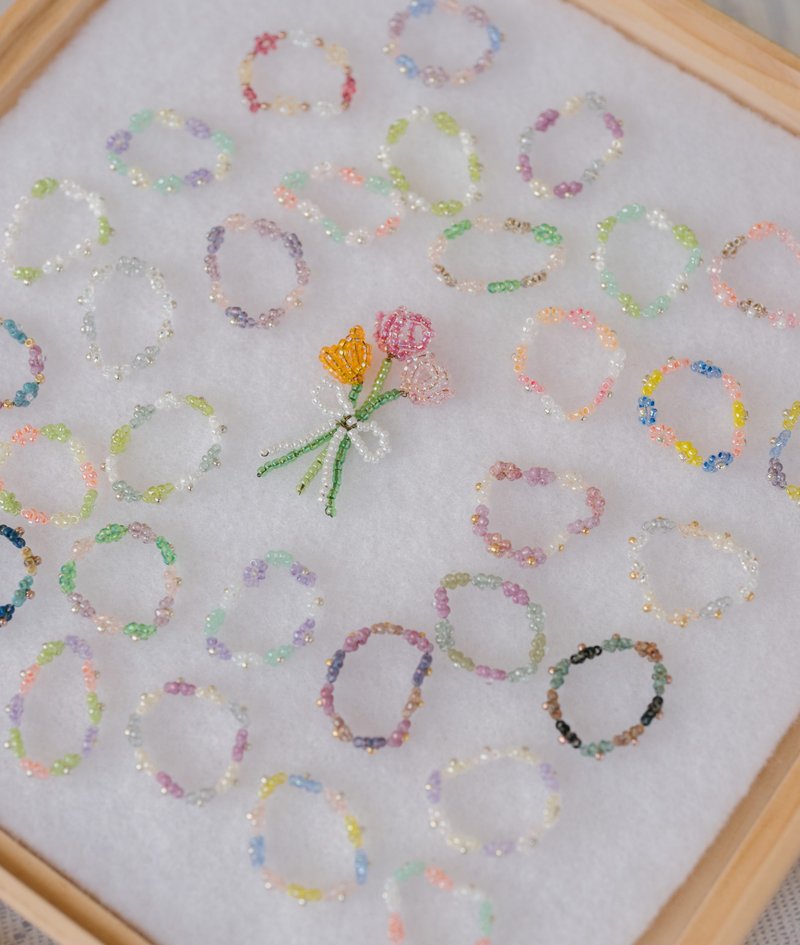 【Blooming Floral Ring】Customizable Colors | Japanese Micro Beads | 4 Size Option - General Rings - Acrylic Multicolor