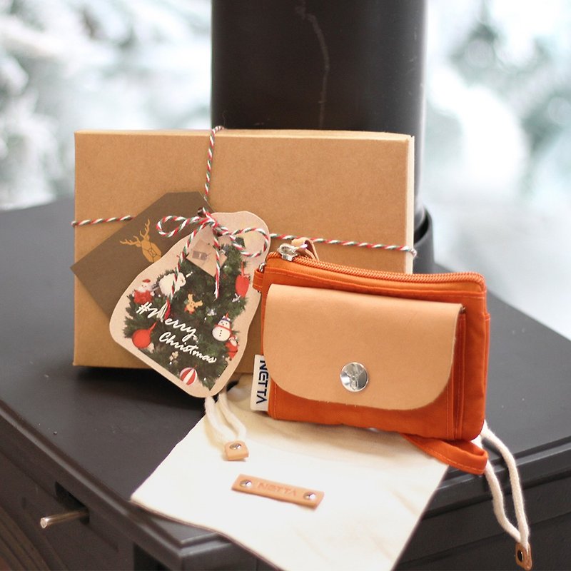 [Customized gifts] [Christmas gift box set] NETTA vegetable tanned clamshell coin purse gift box set (7 colors) - กระเป๋าใส่เหรียญ - หนังแท้ หลากหลายสี