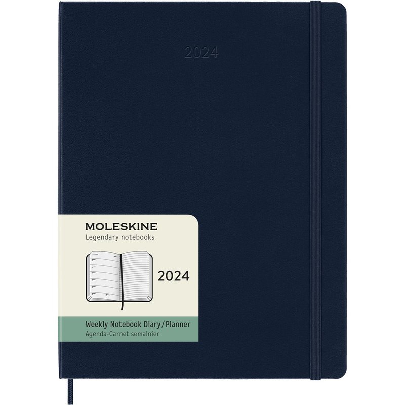 _勿上架_MOLESKINE 2024 週記手帳 12M 硬殼 XL 型 寶藍 燙金服務 - 筆記本/手帳 - 紙 藍色